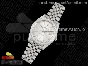 Datejust 41 SS Full Diamonds JDF 1:1 Best Edition Silver Stick Markers Dial on Jubilee Bracelet A2824