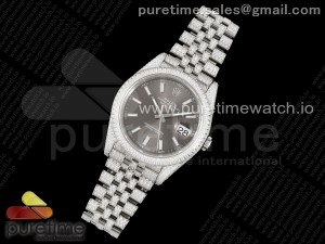 Datejust 41 SS Full Diamonds JDF 1:1 Best Edition Gray Stick Markers Dial on Jubilee Bracelet A2824