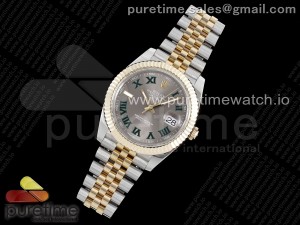 DateJust 41 SS/YG 126333 JDF Gold Wrapped 904L Steel Gray Dial Green Roman Markers on Jubilee Bracelet V2