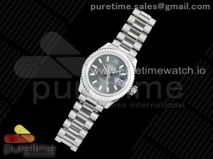 Lady DateJust 28 SS JDF 1:1 Best Edition 904L Steel Green Dial on President Bracelet A2671