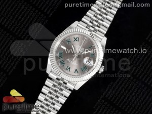 DateJust 41 126334 ZF 1:1 Best Edition 904L Steel Gray Dial Green Roman Marker on Jubilee Bracelet A2824