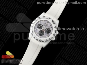 Daytona White Ceramic 5GF Best Edition Meteorite Dial on White Rubber Strap A7750