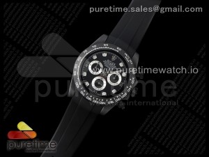 Daytona Black Ceramic 5GF Best Edition Black Diamonds Dial Black Pusher on Black Rubber Strap A7750