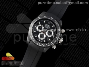 Daytona Black Ceramic 5GF Best Edition Black Dial SS Pusher on Black Rubber Strap A7750