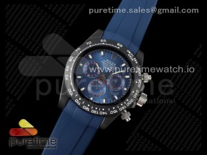 Daytona Black Ceramic 5GF Best Edition Blue Dial SS Pusher on Blue Rubber Strap A7750