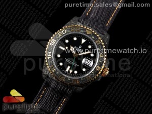 GMT Carbon DIWF Best Edition Black Dial Green Hand YG Bezel on Black Nylon Strap SA3186 CHS