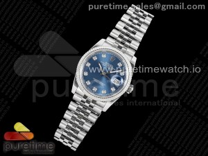 DateJust 36 DIWF 1:1 Best Edition 904L Steel Blue Diamonds Dial on Jubilee Bracelet SA3235