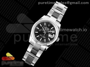 DateJust 36 SS DIWF 1:1 Best Edition 904L Steel Black Stick Dial on Oyster Bracelet SA3235