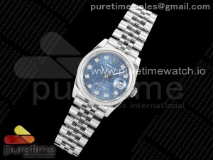 DateJust 36 SS DIWF 1:1 Best Edition 904L Steel Blue Computer Diamonds Dial on Jubilee Bracelet SA3235