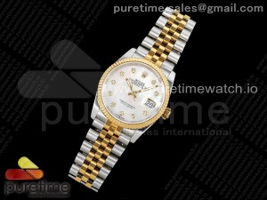 DateJust 36 SS/YG DIWF 1:1 Best Edition 904L Steel White MOP Diamonds Dial on Jubilee Bracelet SA3235