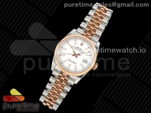 DateJust 36 SS/RG DIWF 1:1 Best Edition 904L Steel White Stick Dial on Jubilee Bracelet SA3235