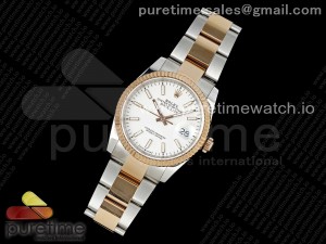 DateJust 36 SS/RG DIWF 1:1 Best Edition 904L Steel White Stick Dial on Jubilee Oyster SA3235