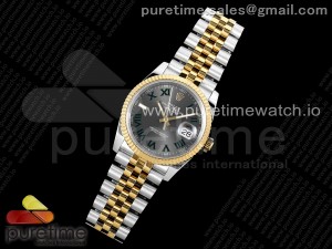 DateJust 36 SS/YG DIWF 1:1 Best Edition 904L Steel Gray Dial Green Markers on Jubilee Bracelet SA3235