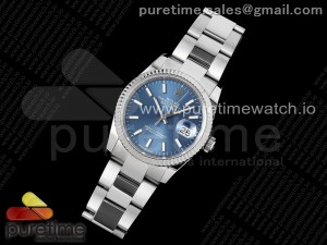 DateJust 36 SS DIWF 1:1 Best Edition 904L Steel Blue Stick Dial on Oyster Bracelet SA3235