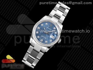 DateJust 36 SS DIWF 1:1 Best Edition 904L Steel Blue Computer Diamonds Dial on Oyster Bracelet SA3235