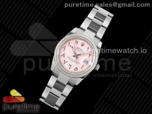 DateJust 36 SS DIWF 1:1 Best Edition 904L Steel Pink Arabic Dial on Oyster Bracelet SA3235