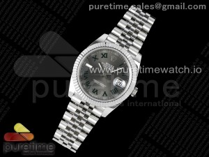 DateJust 41 126334 NTF 1:1 Best Edition 904L Steel Gray Dial Green Roman on Jubilee Bracelet VR3235