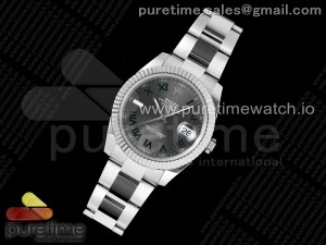 DateJust 41 126334 NTF 1:1 Best Edition 904L Steel Gray Dial Green Roman on Oyster Bracelet VR3235