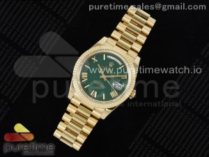 Day Date 40 228238 YG JDF 1:1 Best Edition Green Dial on YG Bracelet A3255