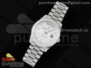 Day Date 40 SS Diamonds Bezel 904L Steel JDF 1:1 Best Edition Meteorite Dial on SS Bracelet A3255