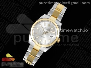 DateJust 41 SS/YG Polished Bezel KING 1:1 Best Edition 904L Steel Silver Dial on Oyster Bracelet VR3235