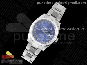 DateJust 41 SS Fluted Bezel KING 1:1 Best Edition 904L Steel Blue Roman Dial on Oyster Bracelet VR3235