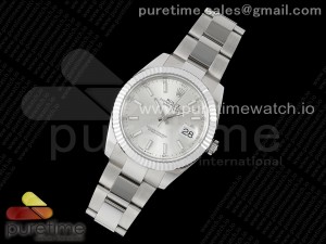 DateJust 41 SS Fluted Bezel KING 1:1 Best Edition 904L Steel Silver Dial on Oyster Bracelet VR3235