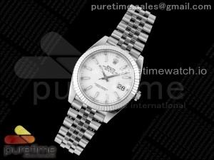 DateJust 41 SS Fluted Bezel KING 1:1 Best Edition 904L Steel White Stick Dial on Jubilee Bracelet VR3235