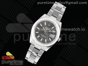 DateJust 41 SS Fluted Bezel KING 1:1 Best Edition 904L Steel Gray Stick Dial on Oyster Bracelet VR3235