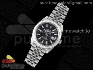 DateJust 41 SS Fluted Bezel KING 1:1 Best Edition 904L Steel Black Stick Dial on Jubilee Bracelet VR3235