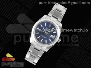 DateJust 41 SS Polished Bezel KING 1:1 Best Edition 904L Steel Blue Stick Dial on Oyster Bracelet VR3235