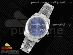 DateJust 41 SS Polished Bezel KING 1:1 Best Edition 904L Steel Blue Roman Dial on Oyster Bracelet VR3235