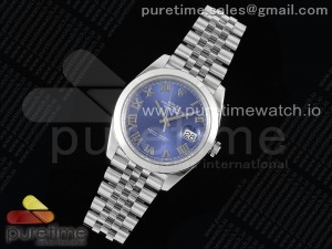 DateJust 41 SS Polished Bezel KING 1:1 Best Edition 904L Steel Blue Roman Dial on Jubilee Bracelet VR3235