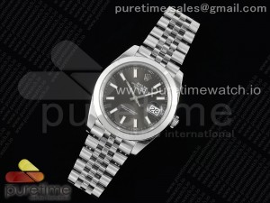 DateJust 41 SS Polished Bezel KING 1:1 Best Edition 904L Steel Gray Stick Dial on Jubilee Bracelet VR3235