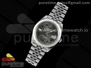 DateJust 41 SS Fluted Bezel KING 1:1 Best Edition 904L Steel Gray Green Roman Dial on Jubilee Bracelet VR3235