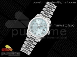 Day Date 36 JDF 1:1 Best Edition 904L Steel Ice Blue Dial Roman Markers on Bracelet A2836