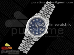 DateJust 36 SS JDF 1:1 Best Edition Blue Diamonds Textured Dial on Jubilee Bracelet VR3235 V2