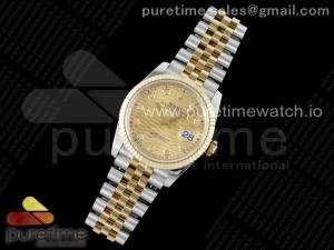 DateJust 36 SS/YG Gold Wrapped JDF 1:1 Best Edition YG Diamonds Textured Dial on Jubilee Bracelet VR3235 V2