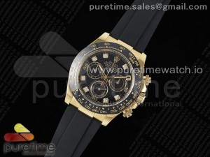 Daytona 116518 Clean 1:1 Best Edition Black Diamonds Dial on Oysterflex Rubber Strap SA4130 V2