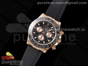 Daytona RG VRF 1:1 Best Edition 904L Steel Black/RG Dial on Oysterflex Strap A7750