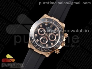 Daytona RG VRF 1:1 Best Edition 904L Steel Black Diamonds Dial on Oysterflex Strap A7750