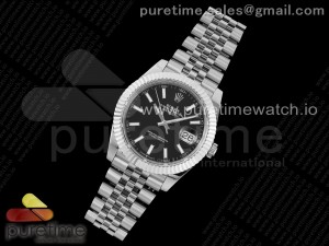 DateJust 41 SS JDF 1:1 Best Edition 904L Steel Black Stick Dial on SS Jubilee Bracelet VR3235 V2