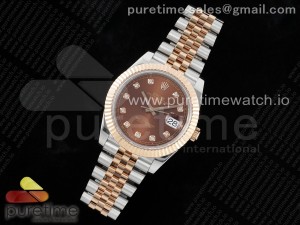 DateJust 41 SS/RG JDF 1:1 Best Edition 904L Steel Brown Diamonds Dial on SS/RG Jubilee Bracelet VR3235 V2