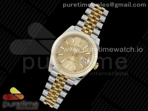 DateJust 41 SS/YG JDF 1:1 Best Edition 904L Steel YG Stick Dial on SS/YG Jubilee Bracelet VR3235 V2