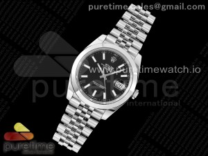 DateJust 41 SS Polished Bezel KING 1:1 Best Edition 904L Steel Black Stick Dial on Jubilee Bracelet VR3235