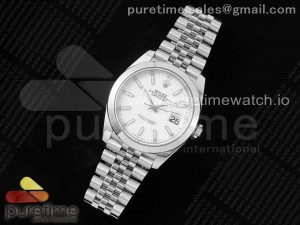 DateJust 41 SS Polished Bezel KING 1:1 Best Edition 904L Steel White Stick Dial on Jubilee Bracelet VR3235