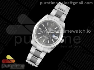 DateJust 41 SS Polished Bezel KING 1:1 Best Edition 904L Steel Gray Stick Dial on Oyster Bracelet VR3235