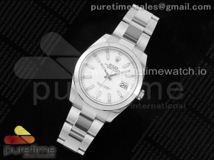 DateJust 41 SS Polished Bezel KING 1:1 Best Edition 904L Steel White Stick Dial on Oyster Bracelet VR3235