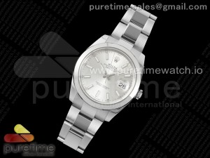 DateJust 41 SS Polished Bezel KING 1:1 Best Edition 904L Steel Silver Stick Dial on Oyster Bracelet VR3235