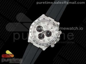 Daytona 116519 Clean 1:1 Best Edition 904L SS Case Silver/Black Dial on Rubber Strap SA4130 V2